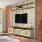 Rack com Prateleira e Painel Ripado 200cm 100% MDF Rack com Prateleira e Painel Ripado 200cm 100% MDF