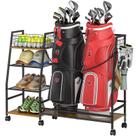 Rack de armazenamento de sacos de golfe com rodas para 2 sacos - DAOUTIME