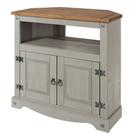 Rack de Canto de Madeira com 2 Portas Cinza Lavado