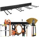 Rack de ferramentas montado na parede Garage 7 Hooks Iron Black 82x24cm