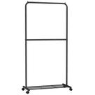 Rack de roupas SONGMICS Double Rod com rodas 110 libras de carga preta