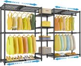 Rack de roupas VIPEK X3 expansível 160-240 cm com prateleiras pretas