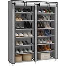 Rack de sapatos JIUYOTREE, organizador de 7 camadas com capa à prova de poeira