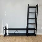 Rack de TV de Madeira Pinus com Estante 6 Prateleiras Linea Slim Preto