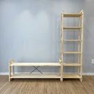 Rack de TV de Madeira Pinus com Estante 6 Prateleiras Slim Linea Natural