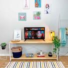 Rack de TV Industrial de Ferro e Madeira Style Square Natural e Branco