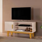 Rack Denver p/ TV 42'' Pés Amadeirado 1 Porta 1 Prateleira Cor:Naturale