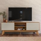 Rack Dubai 180cm para TV até 75" Cor Nature Off White - Peternella