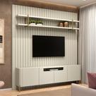 Rack e Painel Ripado 280cm com Prateleira Suspensa 100% MDF Rack e Painel Ripado 280cm com Prateleira Suspensa 100% MDF