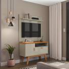 Rack e Painel Sirius 90cm Ideal Para Apartamento Moderno Cor:Off White / Cinamomo