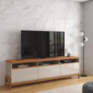 Rack Elegance 2.1 para TV até 75 polegadas 1 Porta 2 Gavetas Off White/Jequitibá - Lukaliam