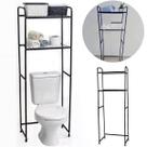 Rack Estante Banheiro Organizaçao 2 Prateleiras Aço Preto Sobre Vaso Maxeb