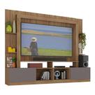 Rack Estante c/ Painel TV 65" e 2 portas Oslo Multimóveis Madeirado/Lacca Fumê