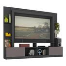 Rack Estante c/ Painel TV 65" e 2 portas Oslo Multimóveis Preto/Lacca Fumê