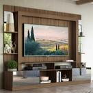 Rack Estante c/ Painel TV 65" e Espelho Oslo Multimóveis Madeirado/Branco
