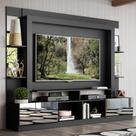Rack Estante c/ Painel TV 65" e Espelho Oslo Multimóveis Preto/Madeirado