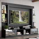 Rack Estante c/ Suporte TV 65" e Espelho Oslo Multimóveis Preto/Tenerife