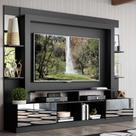 Rack Estante c/ Suporte TV 65" e Espelho Oslo Multimóveis Preto