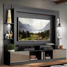 Rack Estante c/ Suporte TV 65" e Leds Berlim Multimóveis Preto/Lacca Fumê