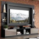 Rack Estante com Painel e Suporte 65'' e 2 Portas Oslo Multimóveis Preto/Lacca Fumê