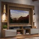 Rack Estante TV 65 polegadas com Leds Berlim Multimóveis Madeirado Lacca Fumê