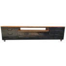 Rack Estilo Industrial de Ferro e Madeira - Com 4 Rodízios, 8 Gavetas e 1 Prateleira