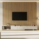 Rack Extensível com Painel TV 86 Polegadas 280x250cm Aruá CabeCasa MadeiraOriginals Marrom/Offwhite