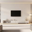 Rack Extensível com Painel TV 86 Polegadas 360x250cm Aruá CabeCasa MadeiraOriginals Off White