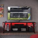Rack Gamer Estilo Industrial para Tv até 60 com Iluminação em Led RGB P1033 Placa e Ponto Vermelho/Preto