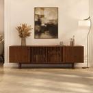 Rack Grande 180 cm Madeira Ripado TV 75 Moderno Castanho Linn