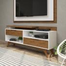 Rack Happy com 2 Gavetas e 3 Nichos em Madeira/MDF - Branco/Garapa