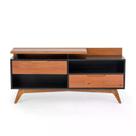 Rack Happy com 2 Gavetas e 3 Nichos em Madeira/MDF - Preto/Garapa