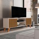 Rack Helena Quarto Nicho Retro 2 Portas Pé Madeira Multiuso Com Nicho Várias Cores Grande Sala