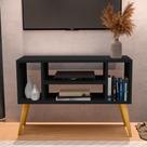 Rack Intense 4 Nichos P/ Tv 40 Polegadas Pés Retrô Sala/ Escritório Preto