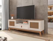 Rack Jade 1,60m c/ 2 Portas Gaveteiro e Nicho Central Off White/Noce