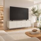 Rack Jasper 220 cm Off White Fosco com Dourado Rack Jasper 220 cm Off White Fosco com Dourado