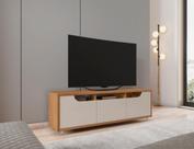 Rack Jersey 160cm c/ Gaveta 2 Portas e Prateleiras p/ itens Sala de Estar Cedro Off White