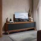 Rack Kappesberg 3 Portas Canela/Preto Fosco 180cm