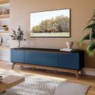 Rack Kappesberg 3 Portas Preto Fosco/Azul Profundo 180cm