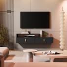 Rack Lion 0.90 Suspenso para sala ou quarto com 2 portas articuladas - Preto