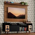 Rack Madesa Cancun com Pés e Painel para TV até 65 Polegadas - Preto/Rustic 8N5Z