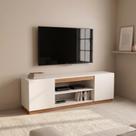 Rack MDF 107cm Nichos Ideal Sala de Estar Branco/Amadeirado