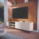 Rack MDF 180cm Sala de Estar Flow Branco Off White/Nature