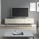 Rack Memphis Retrô Até 65" 160CM MDP 3 Portas Off White Menu Móveis