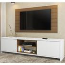 Rack Metz Branco e Painel para TV Rustic Madesa Rack Metz Branco e Painel para TV Rustic Madesa