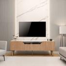 Rack Moderno Tv Até 65 Polegadas Pés De Madeira Cor Branco