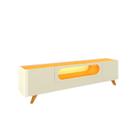 Rack Nobre 2.1 com Pés de Madeira Offwhite com Nature - Gelius