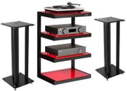 Rack Norstone HIFI ESSE c/ Vidro Vermelho + Pedestal Stylum
