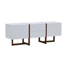 Rack Ondas 2 Portas E 2 Gavetas - Amêndoa Branco