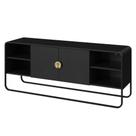 Rack Orgânico Luna Artesano 150 cm (larg) em MDP Nero Base Metal Preto